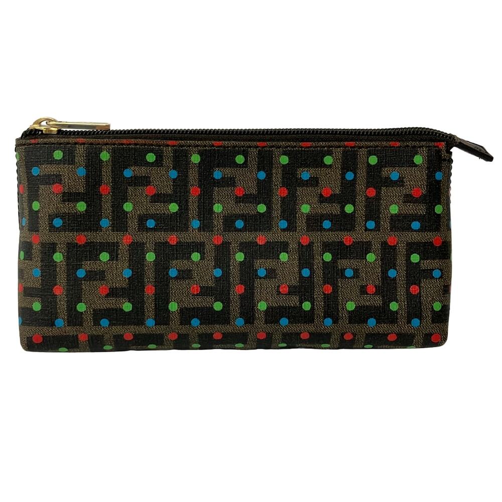 Fendi Zucca Pouch 7N0038 Dark Brown Multi